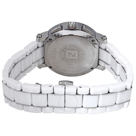 Fendi Chronograph White Dial White Ceramic Ladies Watch 